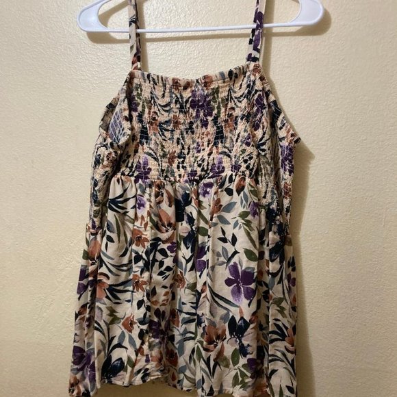 Torrid Women's Floral Smocked Off Shoulder Adjustable Strap Tunic Top Size 00/M - Picture 2 of 7